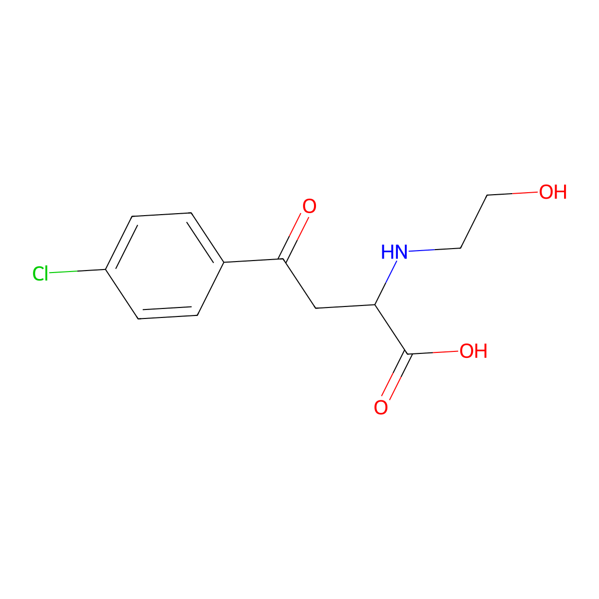 Benzenebutanoic acid, 4-chloro-alpha-((2-hydroxyethyl)amino)-gamma-oxo- molecular structure, CAS 80551-94-6