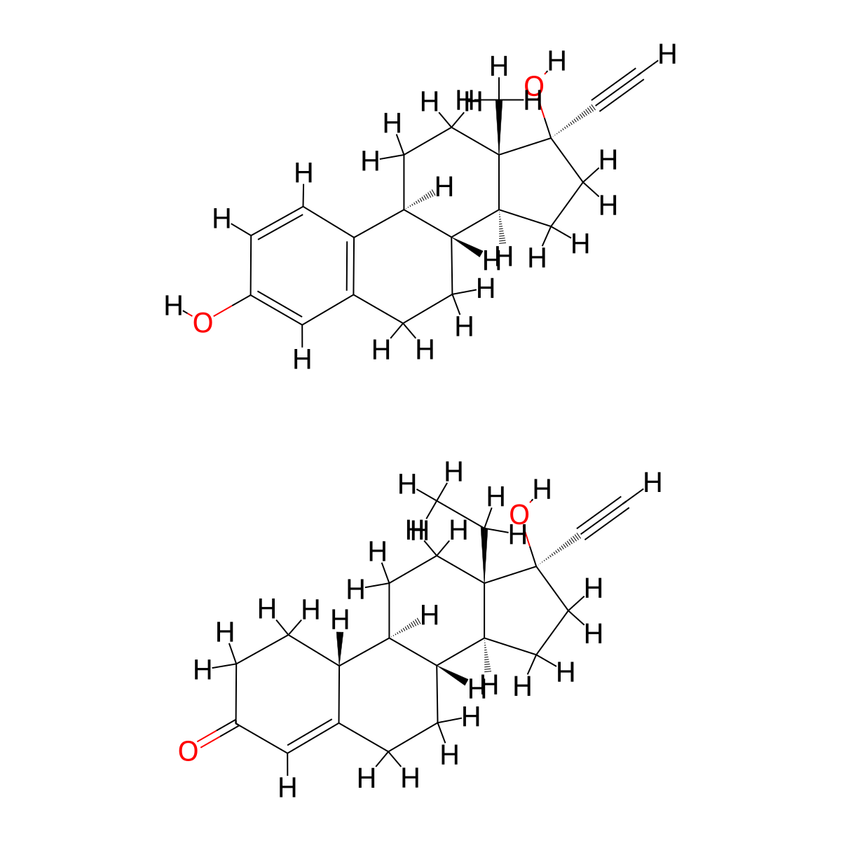 Ethinyl estradiol; norgestrel molecular structure, CAS 8056-51-7
