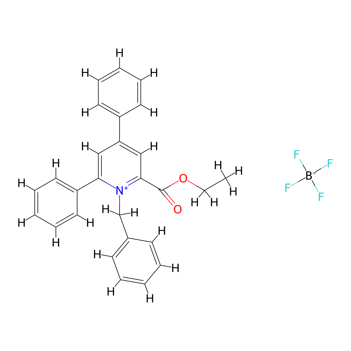 1-Benzyl-2-(ethoxycarbonyl)-4,6-diphenylpyridin-1-ium tetrafluoroborate molecular structure, CAS 80560-58-3