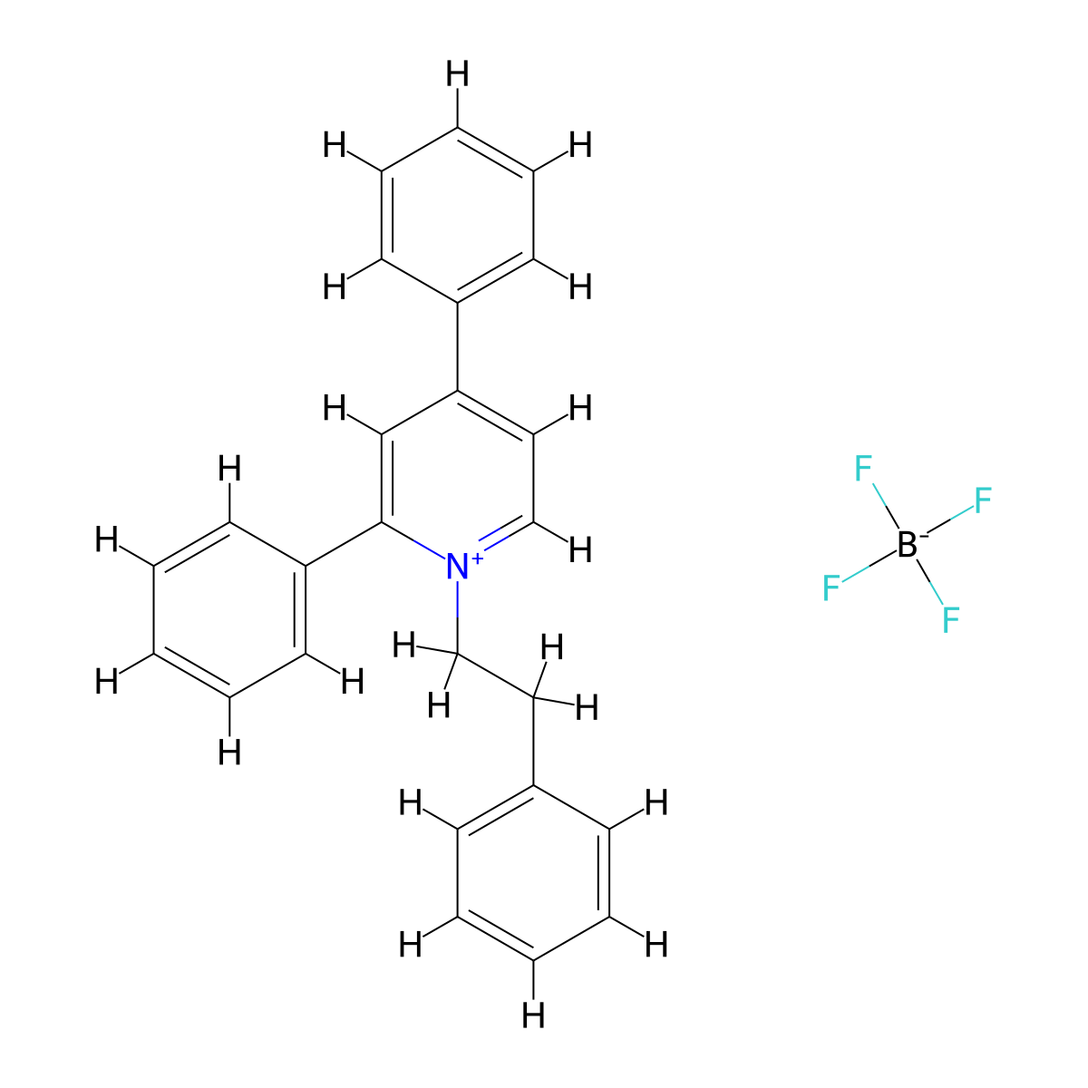2,4-Diphenyl-1-(2-phenylethyl)pyridin-1-ium; tetrafluoroboranuide molecular structure, CAS 80560-97-0
