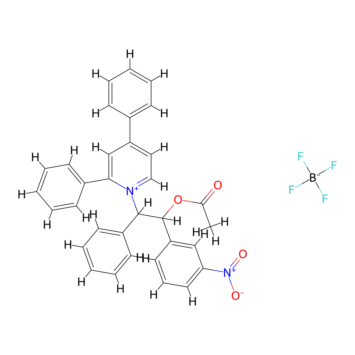 1-[2-(Acetyloxy)-2-(3-nitrophenyl)-1-phenylethyl]-2,4-diphenylpyridin-1-ium; tetrafluoroboranuide molecular structure, CAS 80561-20-2