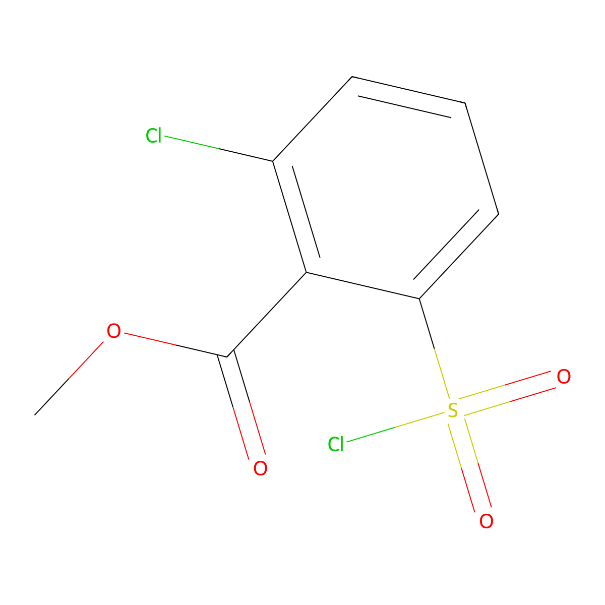 Methyl 2-chloro-6-(chlorosulfonyl)benzoate molecular structure, CAS 80563-88-8