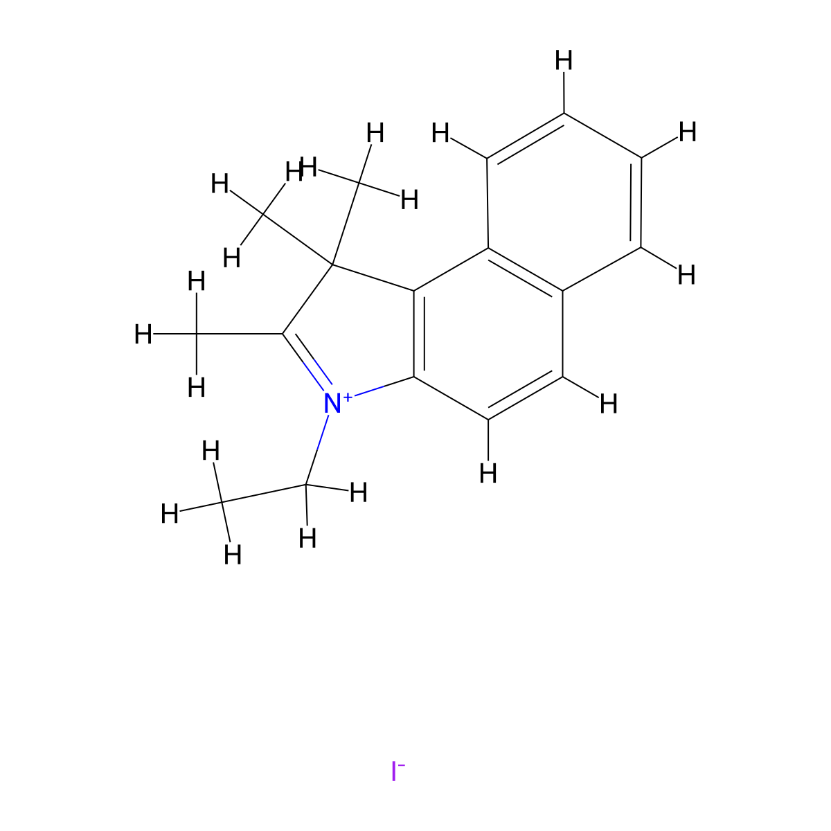 3-Ethyl-1,1,2-trimethyl-1H-benzo(e)indol-3-ium Iodide molecular structure, CAS 80566-25-2