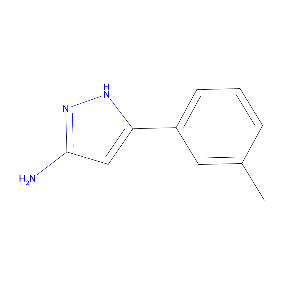 3-(3-methylphenyl)-1H-pyrazol-5-amine molecular structure, CAS 80568-96-3