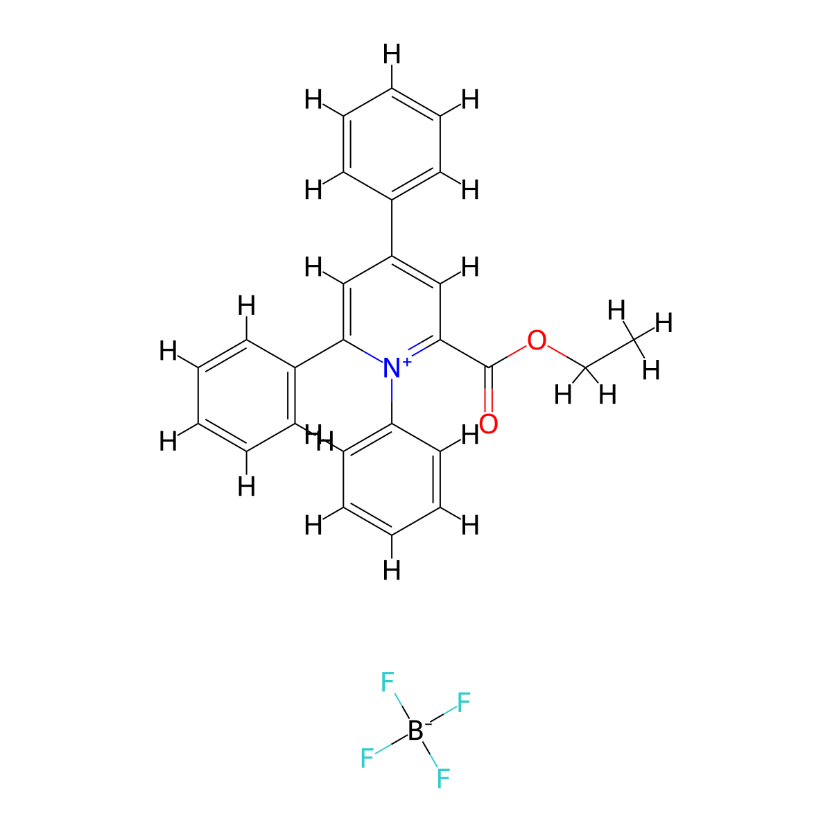 2-(Ethoxycarbonyl)-1,4,6-triphenylpyridinium tetrafluoroborate molecular structure, CAS 80575-97-9