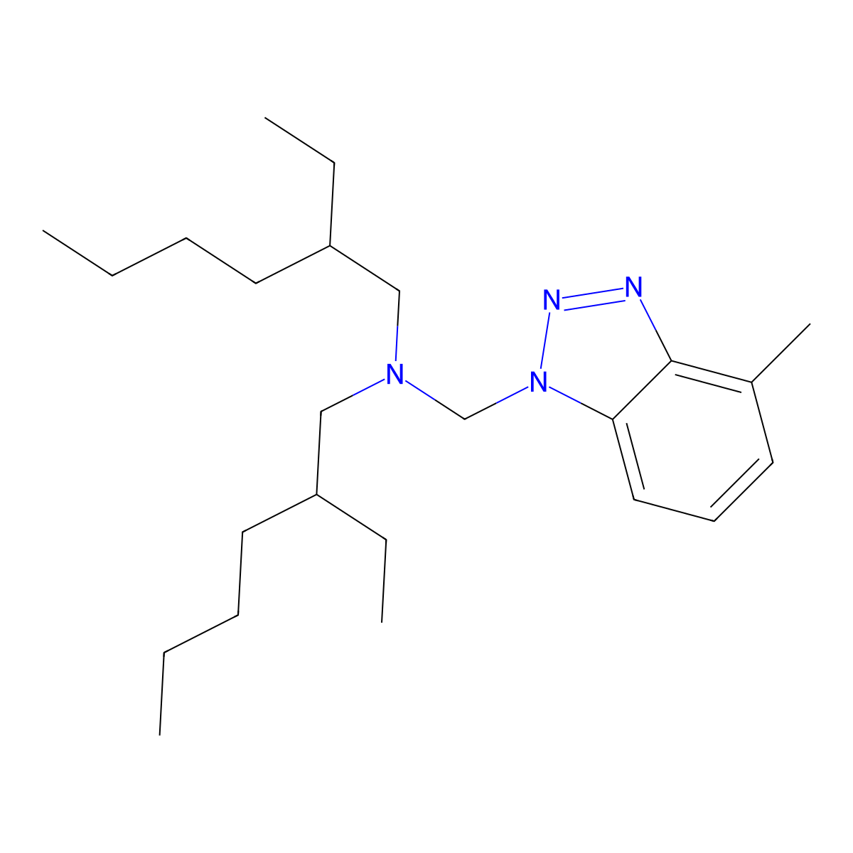 1-(N,N-Bis(2-ethylhexyl)aminomethyl)methylbenzotriazole molecular structure, CAS 80584-90-3