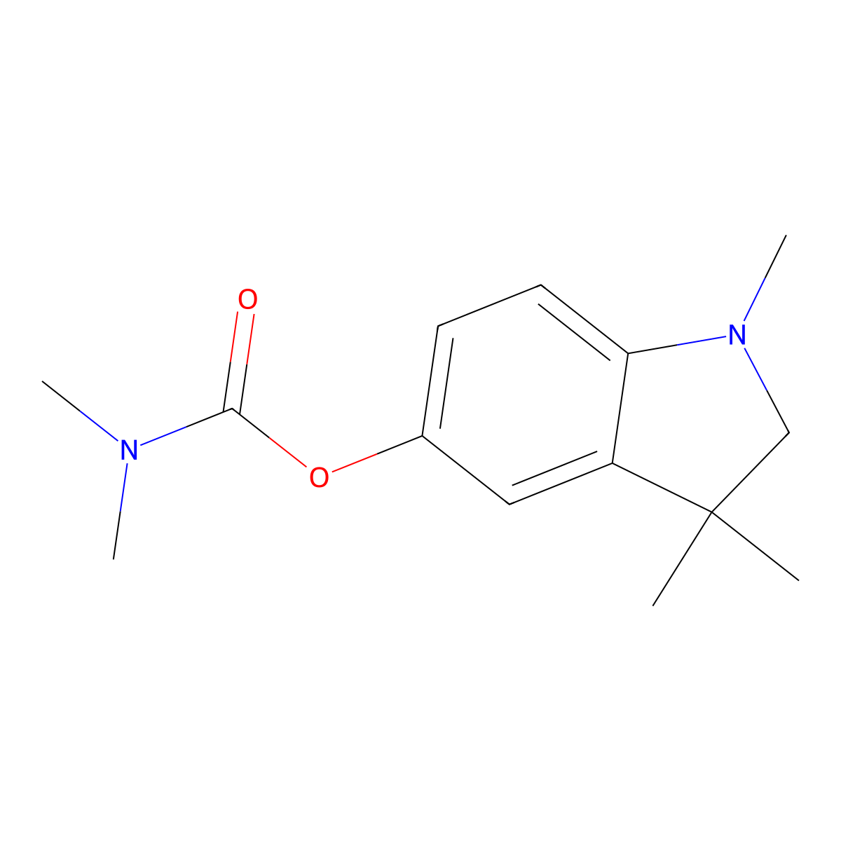 N,N-dimethylcarbamic acid 2,3-dihydro-1,3,3-trimethylindol-5-yl ester molecular structure, CAS 80589-35-1