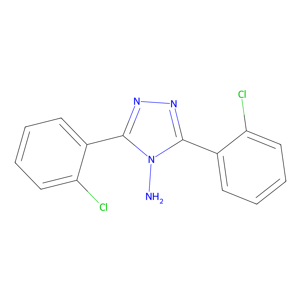 4H-1,2,4-Triazol-4-amine, 3,5-bis(2-chlorophenyl)- molecular structure, CAS 80590-11-0