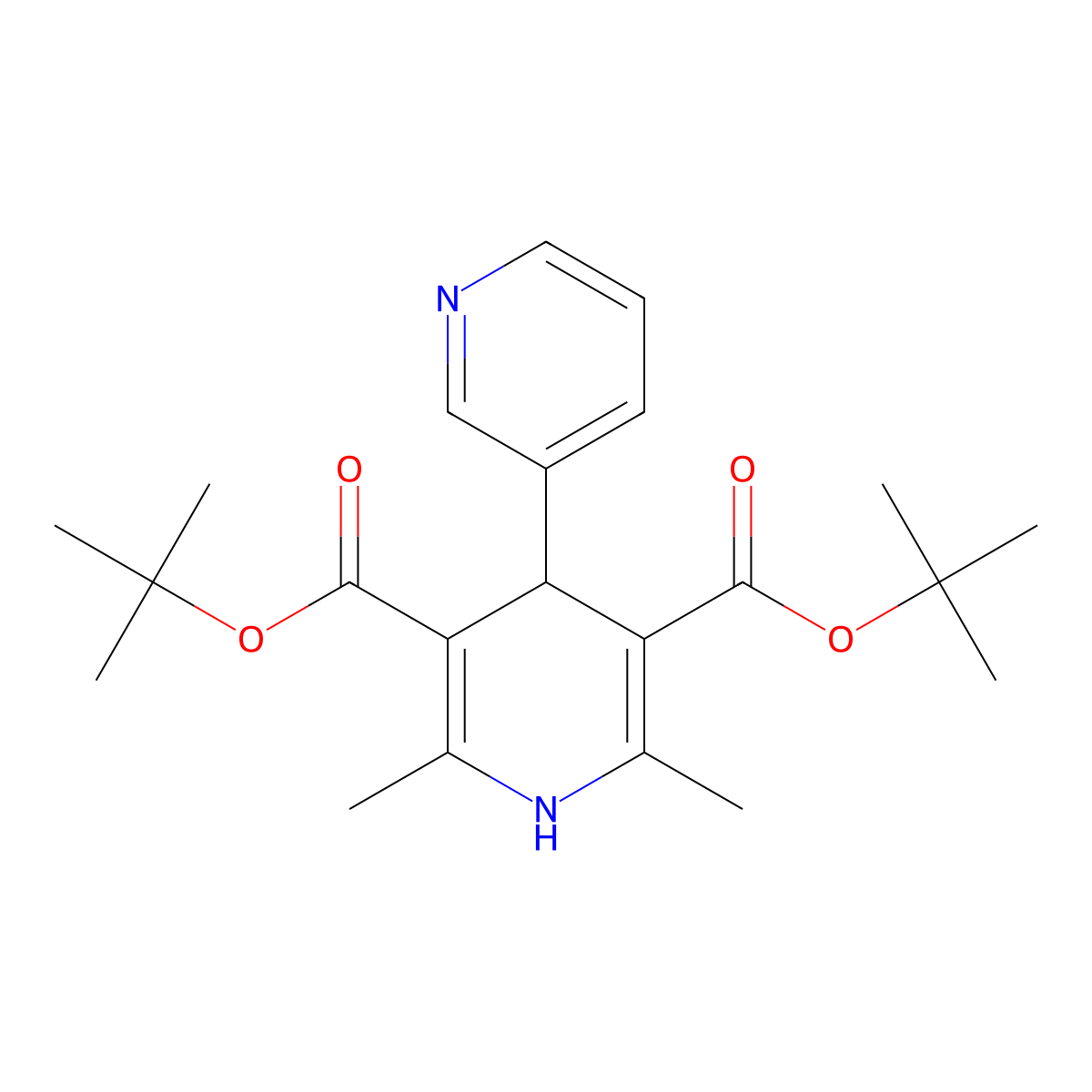 Di-tert-butyl 2',6'-dimethyl-1',4'-dihydro-3,4'-bipyridine-3',5'-dicarboxylate molecular structure, CAS 80592-76-3