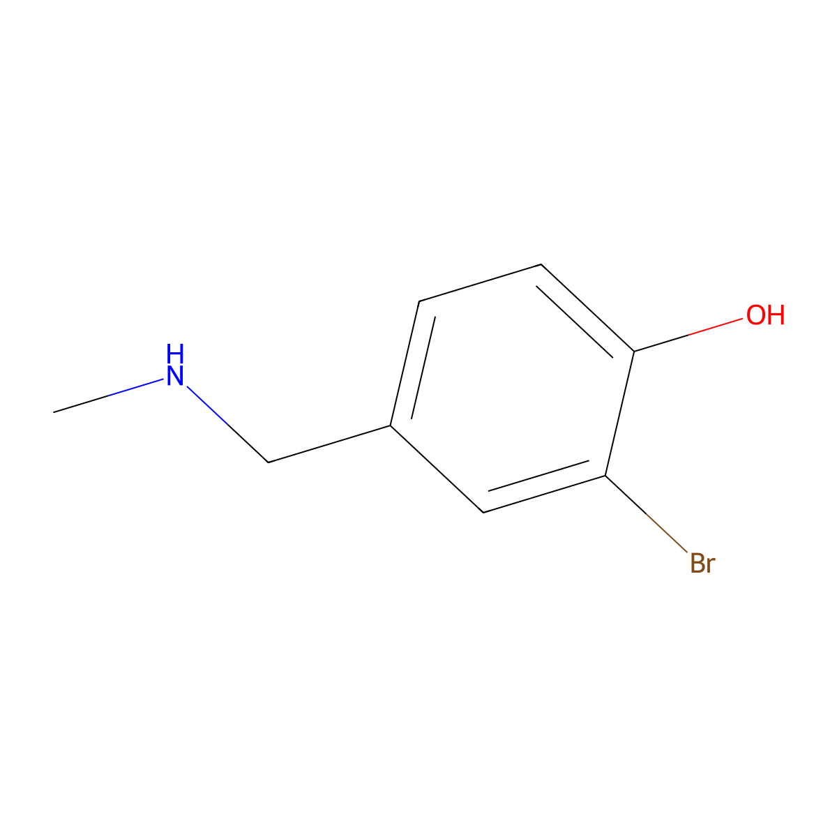 2-Bromo-4-((methylamino)methyl)phenol molecular structure, CAS 805944-43-8