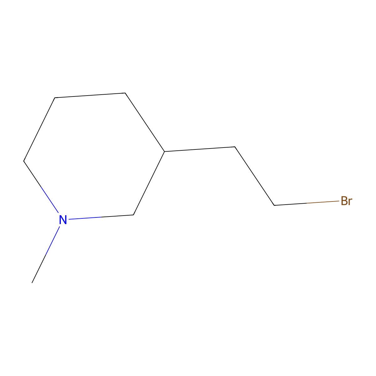 3-(2-Bromoethyl)-1-methylpiperidine molecular structure, CAS 805953-74-6