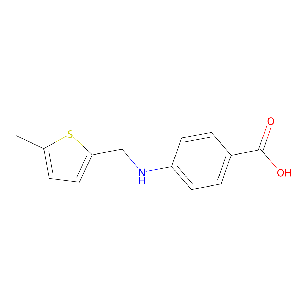4-{[(5-Methyl-2-thienyl)methyl]amino}benzoic acid molecular structure, CAS 805994-90-5