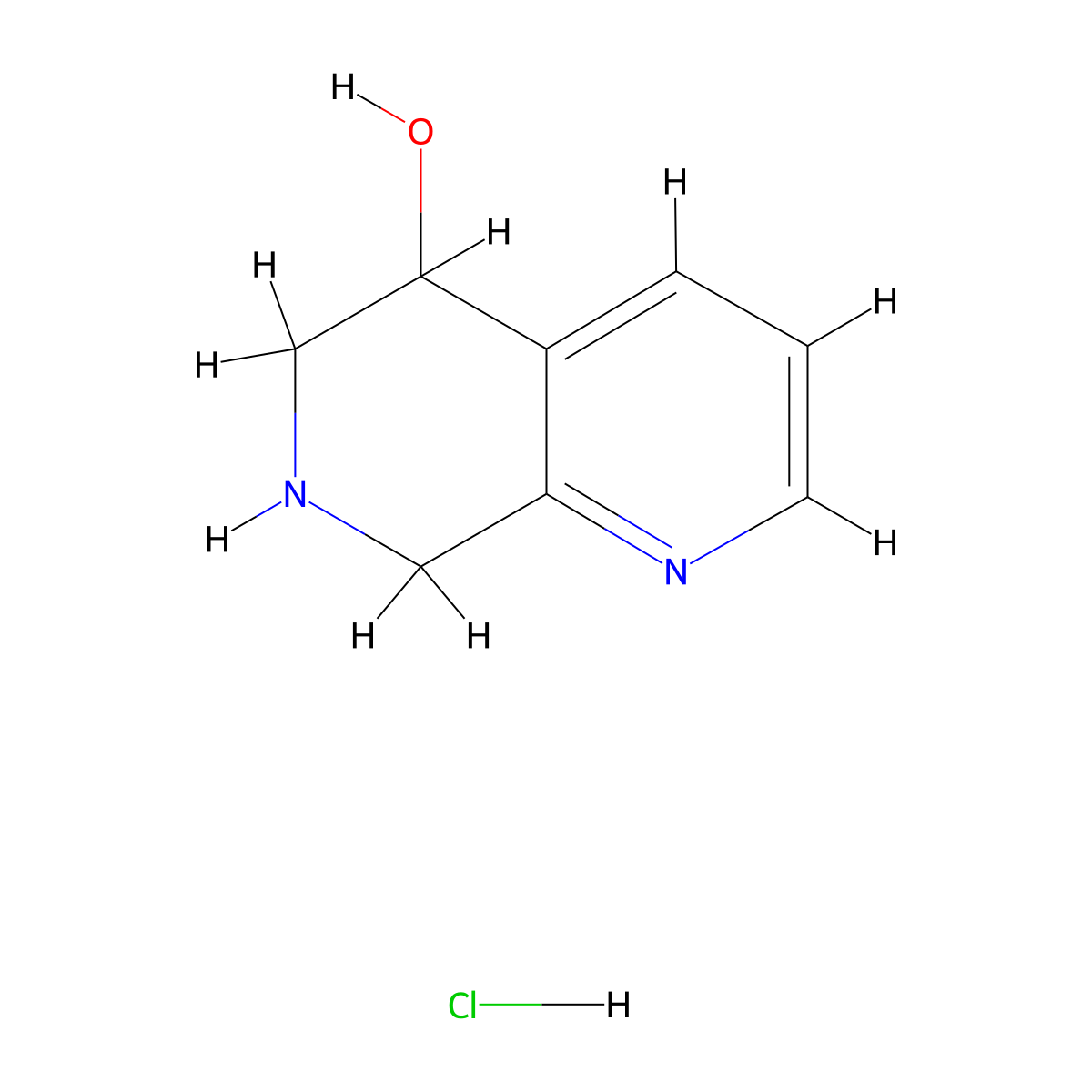 5,6,7,8-Tetrahydro-1,7-naphthyridin-5-OL hcl molecular structure, CAS 80604-38-2