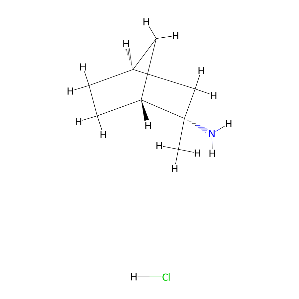 rac-(1R,2S,4S)-2-methylbicyclo[2.2.1]heptan-2-amine hydrochloride molecular structure, CAS 80605-64-7