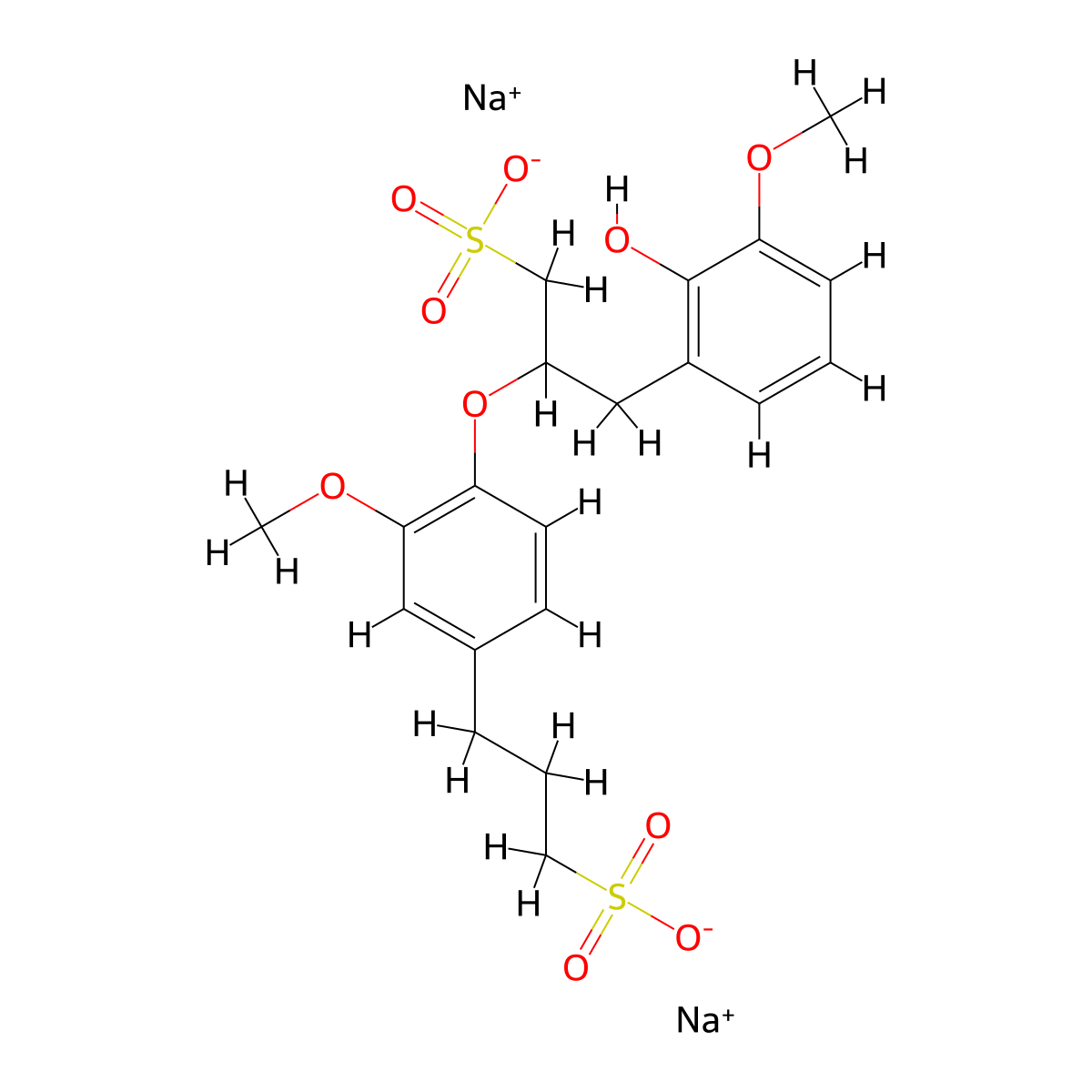 Sodium lignosulfonate molecular structure, CAS 8061-51-6
