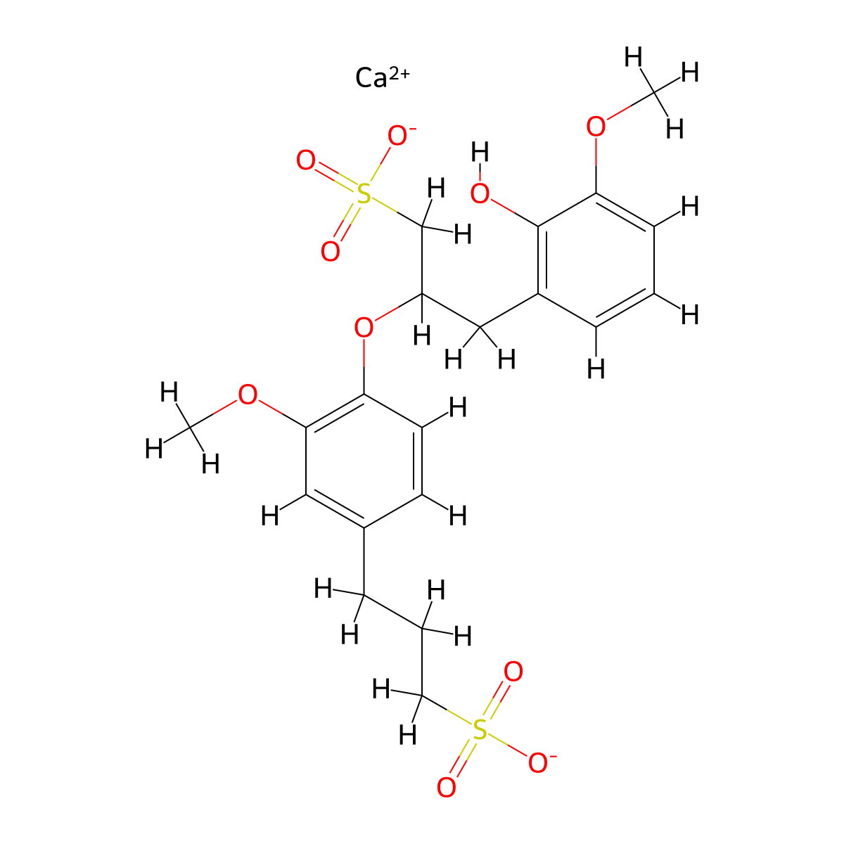 Calcium lignosulfonate molecular structure, CAS 8061-52-7