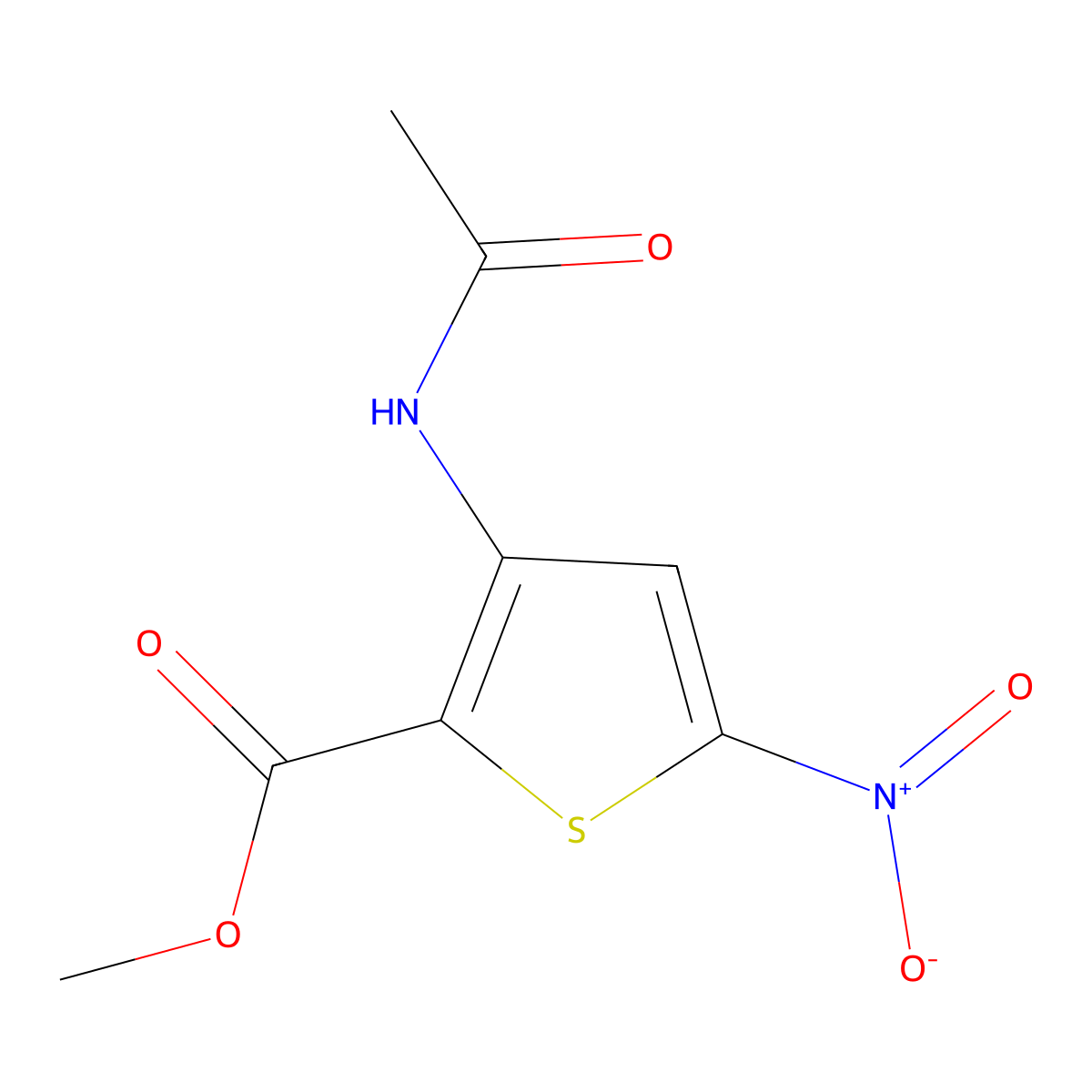 Methyl 3-acetamido-5-nitrothiophene-2-carboxylate molecular structure, CAS 80615-54-9