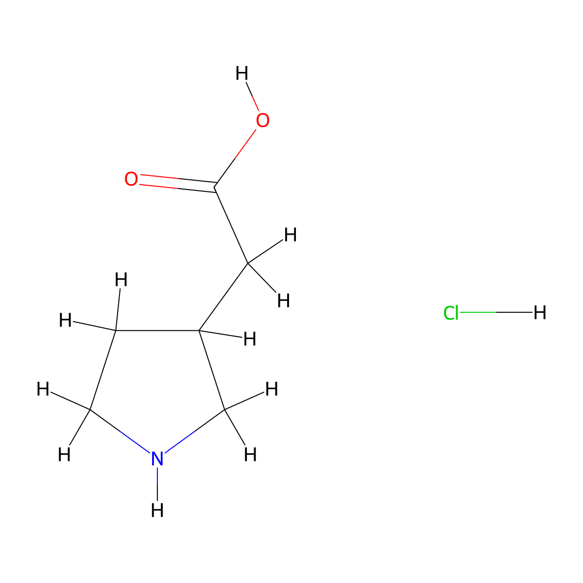 Pyrrolidin-3-yl-acetic acid hydrochloride molecular structure, CAS 80616-50-8