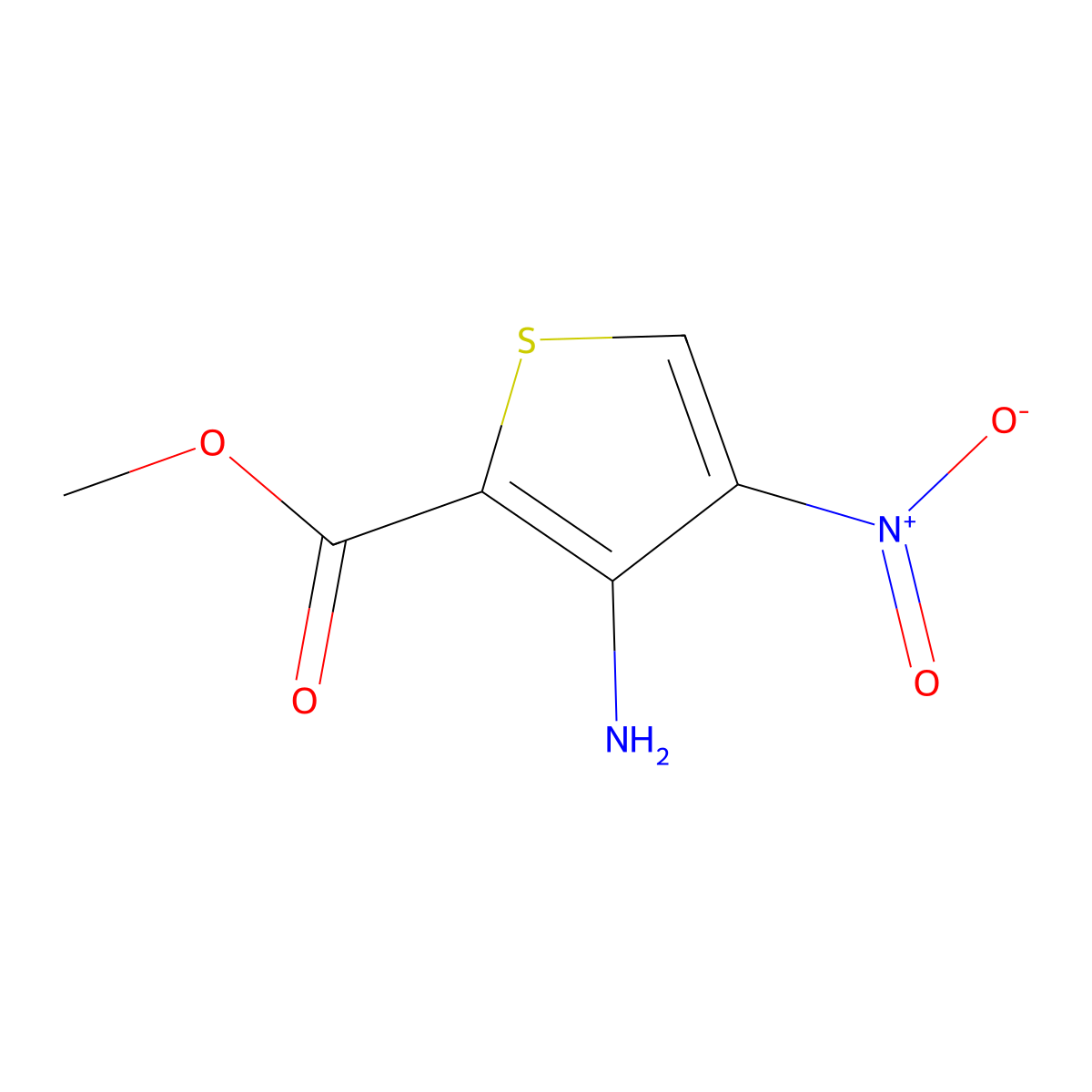 Methyl 3-amino-4-nitrothiophene-2-carboxylate molecular structure, CAS 80621-56-3
