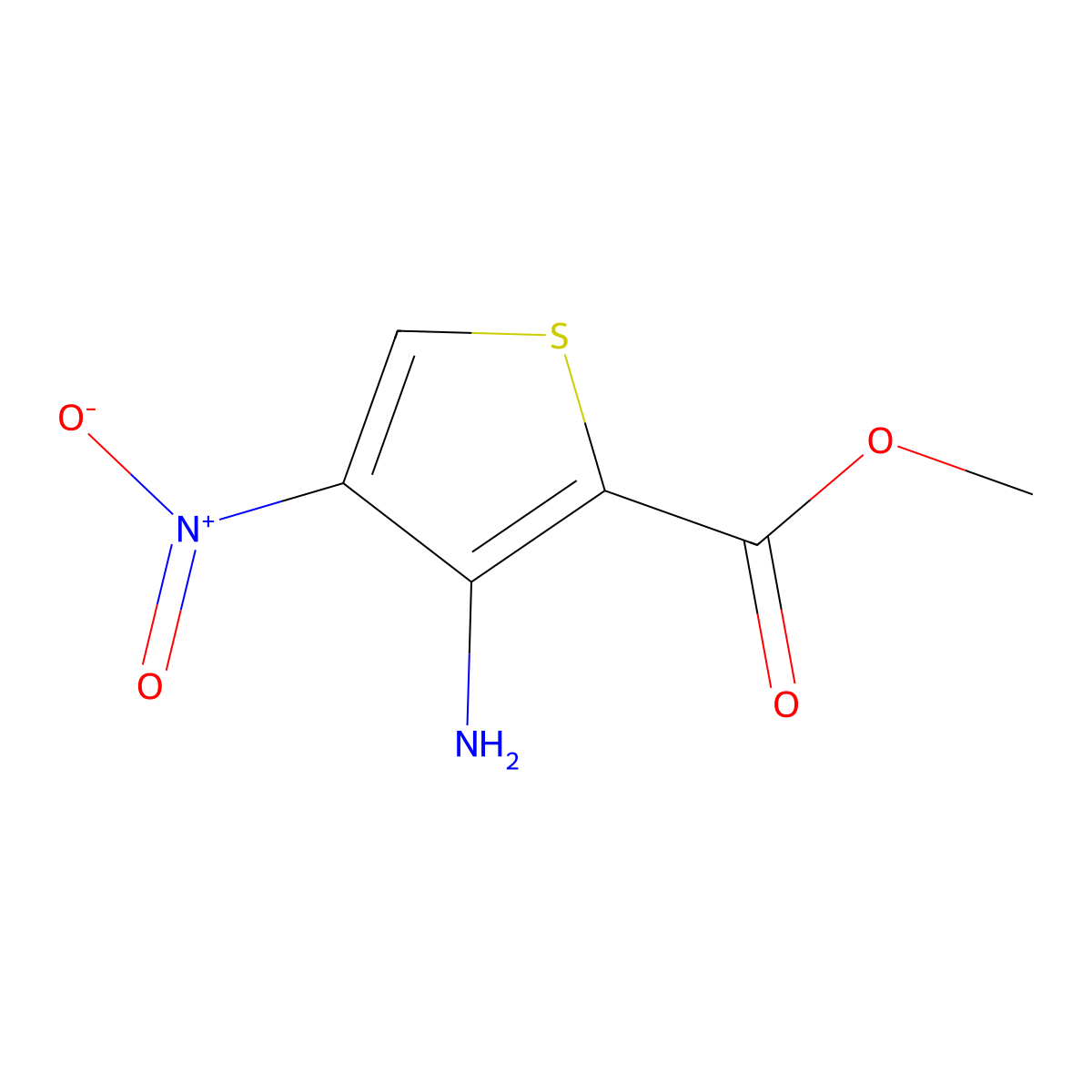 Methyl 3-amino-4-nitrothiophene-2-carboxylate molecular structure, CAS 80621-56-3