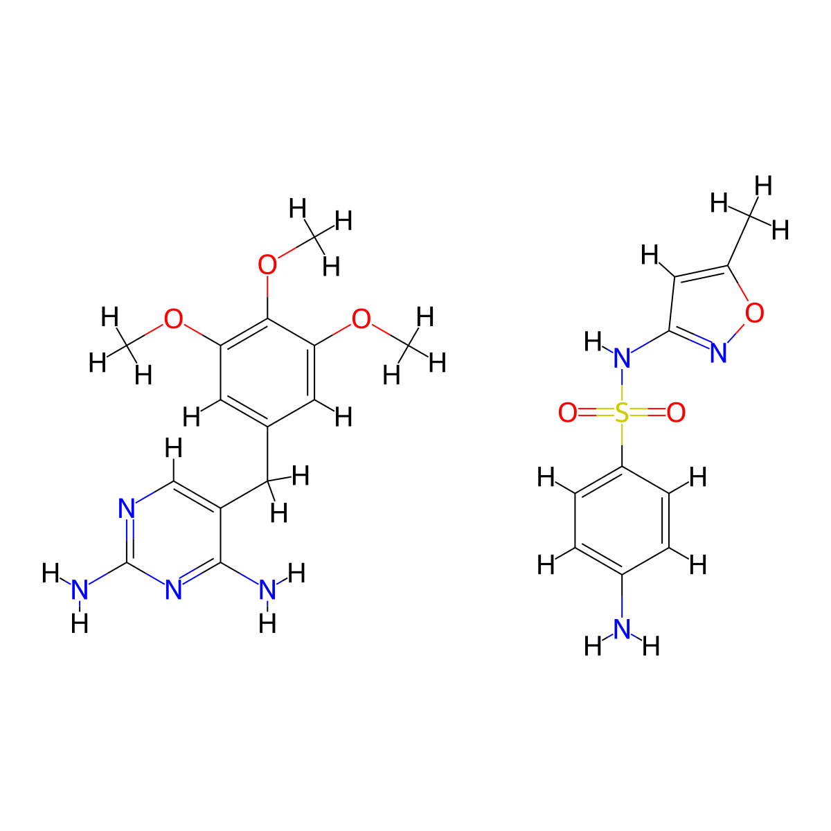 Sulfamethoxazole-trimethoprim mixt. molecular structure, CAS 8064-90-2