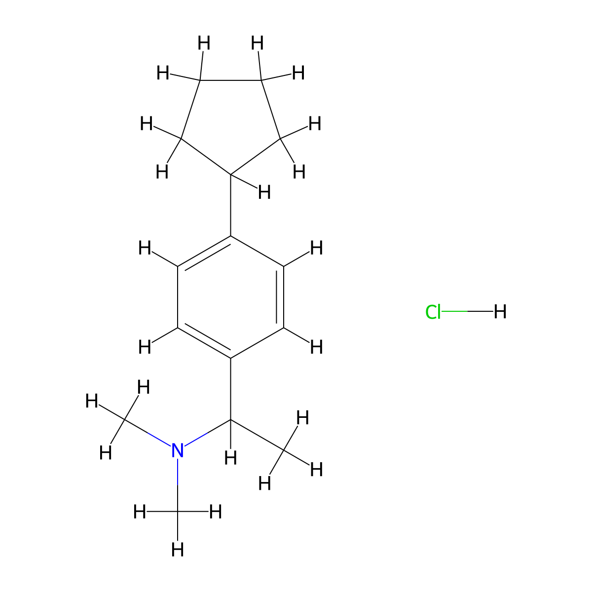 Benzenemethanamine, 4-cyclopentyl-N,N,alpha-trimethyl-, hydrochloride molecular structure, CAS 80649-46-3