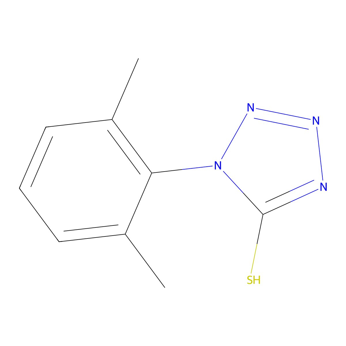 1-(2,6-dimethylphenyl)-1H-tetrazole-5-thiol molecular structure, CAS 80650-21-1