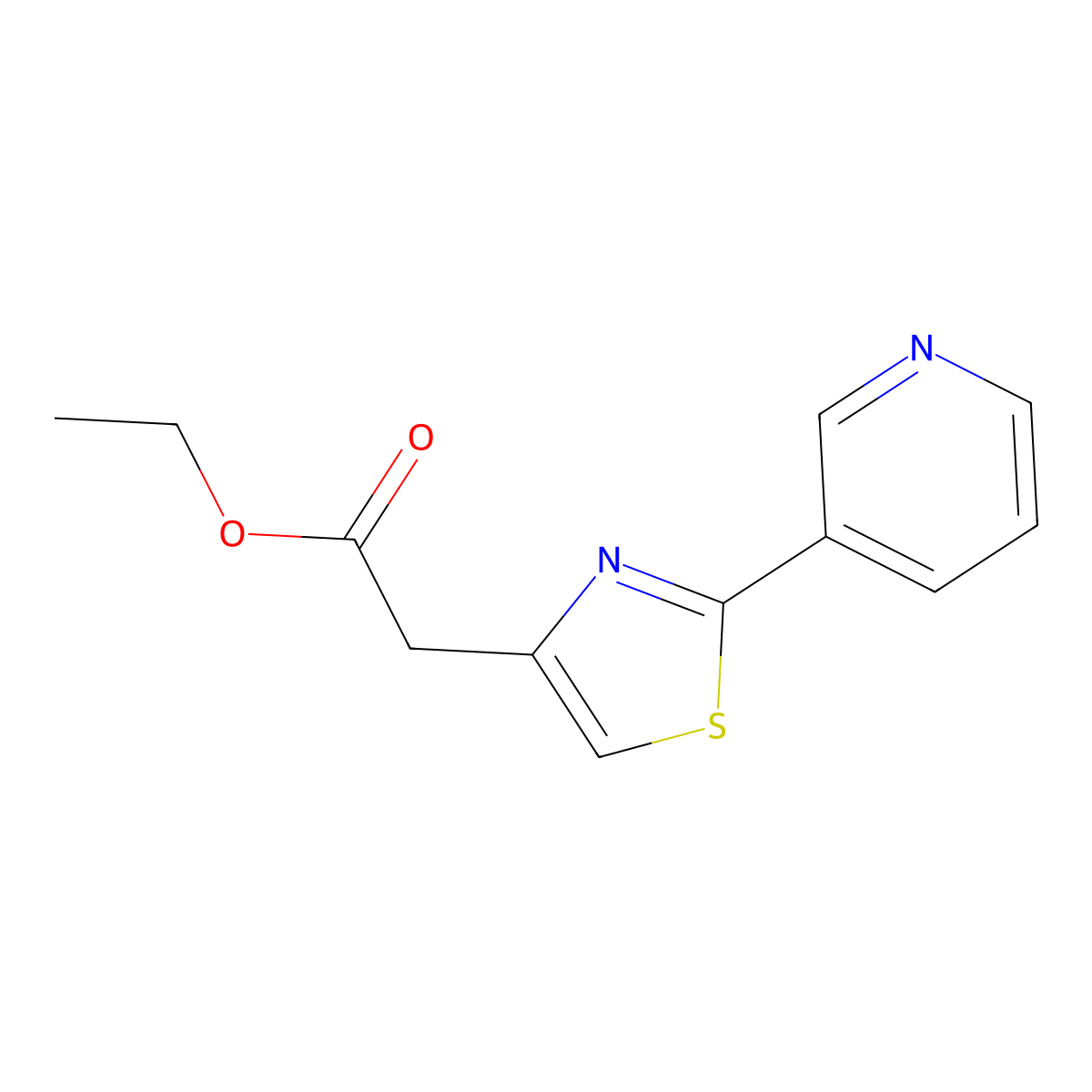 Ethyl 2-(2-(pyridin-3-yl)thiazol-4-yl)acetate molecular structure, CAS 80653-69-6