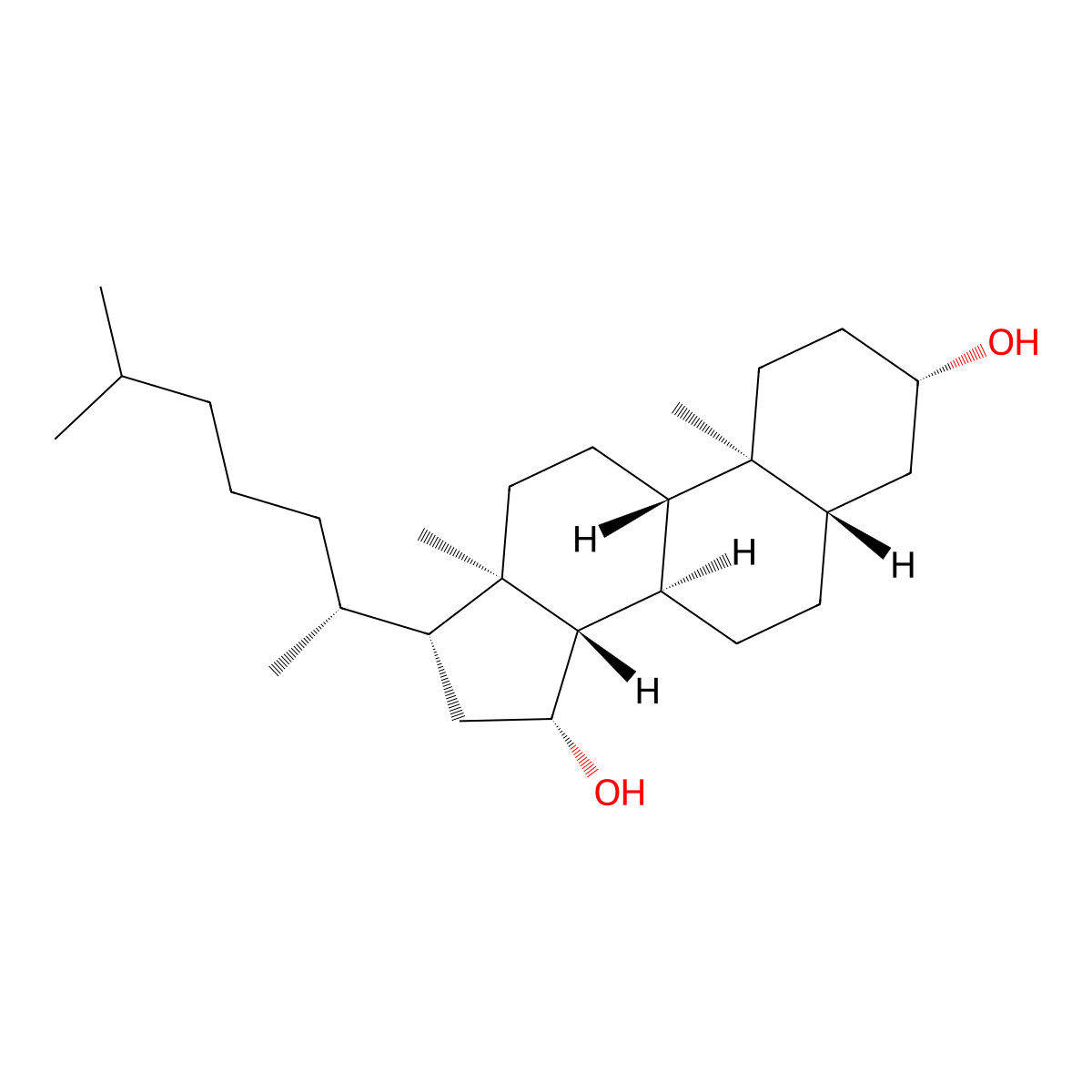 5alpha-Cholestan-3beta,15beta-diol molecular structure, CAS 80656-42-4