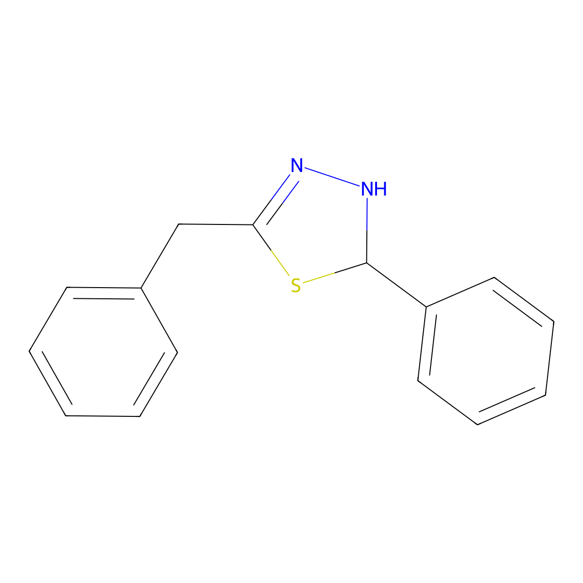 1,3,4-Thiadiazole, 2,3-dihydro-2-phenyl-5-(phenylmethyl)- molecular structure, CAS 80660-06-6