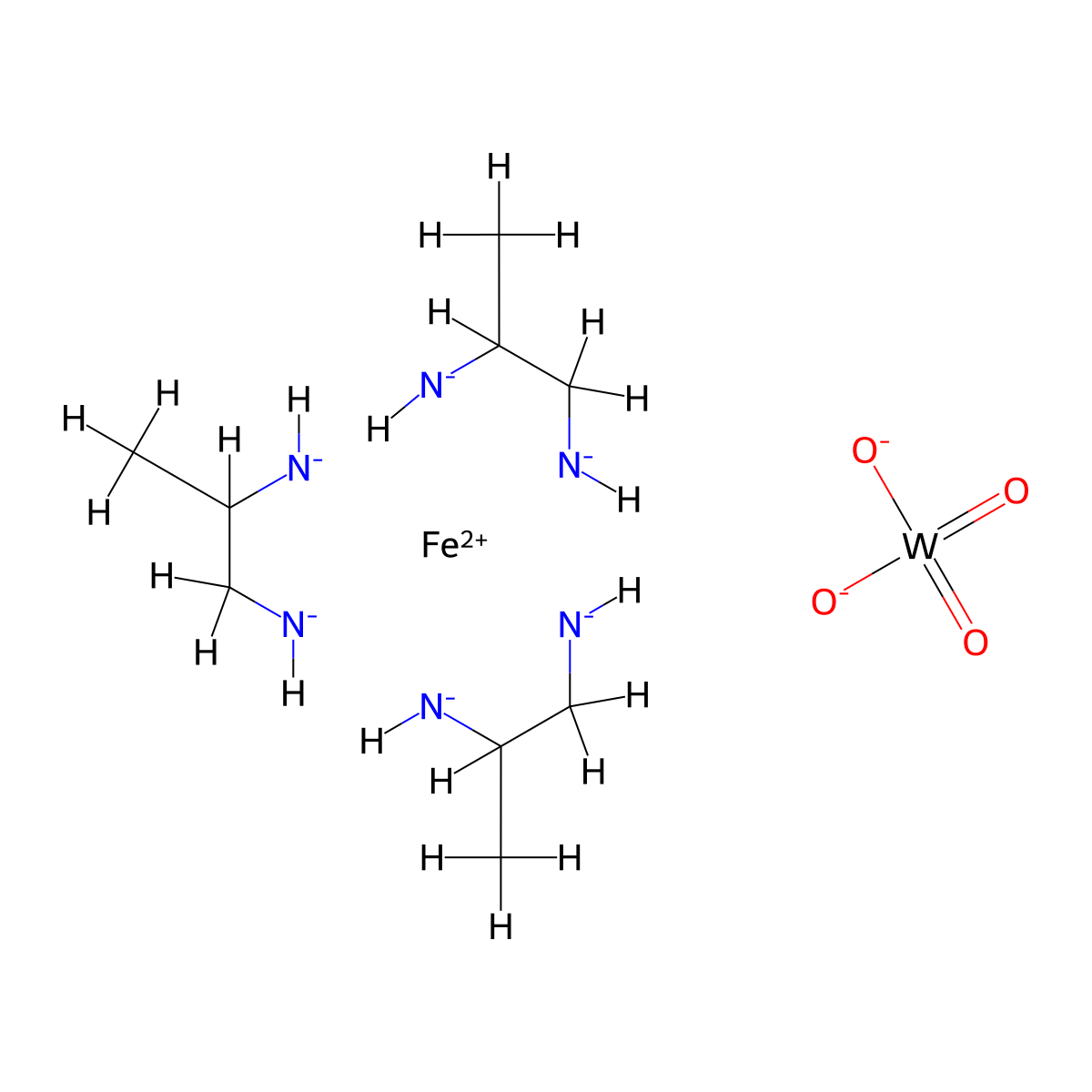 Tris(propylenediamine)tungstatoiron pentahydrate molecular structure, CAS 80660-42-0