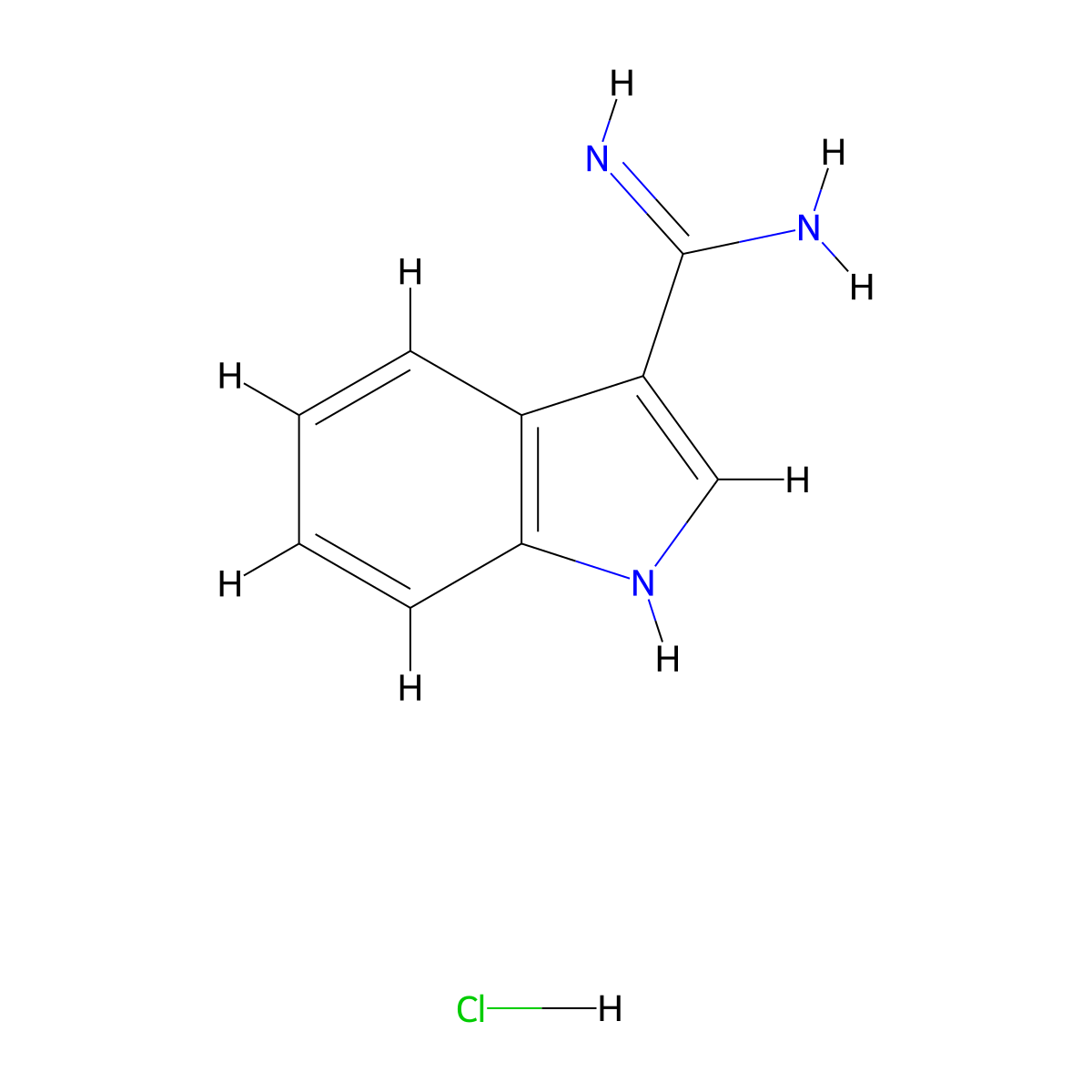1H-indole-3-carboximidamide hydrochloride molecular structure, CAS 80661-60-5