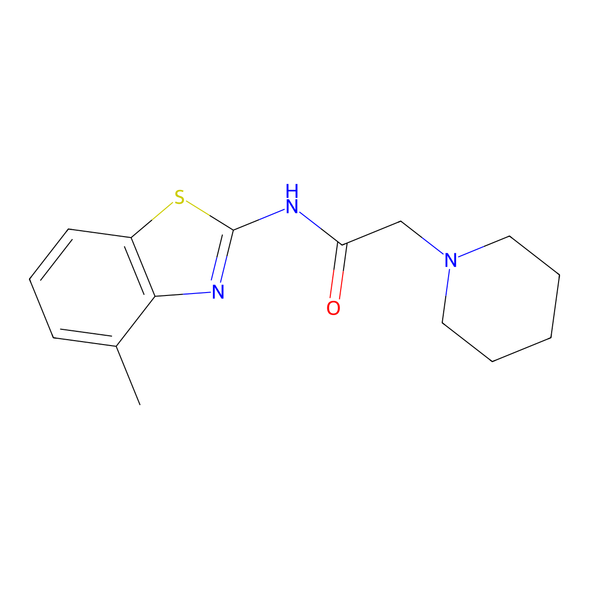 N-(4-methyl-1,3-benzothiazol-2-yl)-2-(piperidin-1-yl)acetamide molecular structure, CAS 806612-48-6