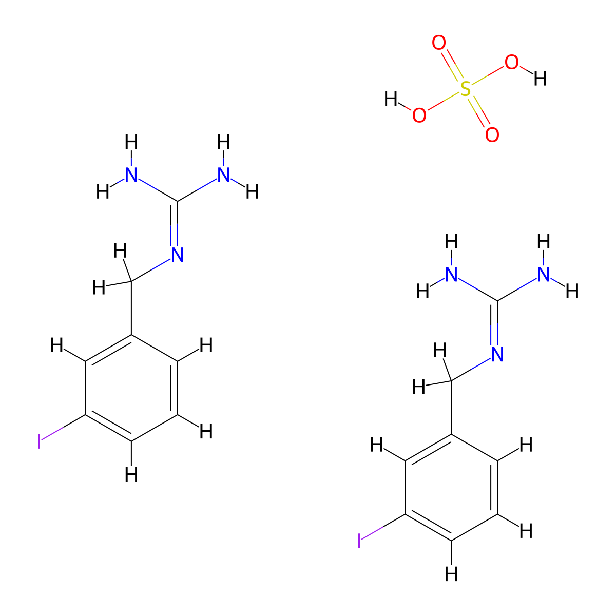 Iobenguane sulfate molecular structure, CAS 80663-96-3