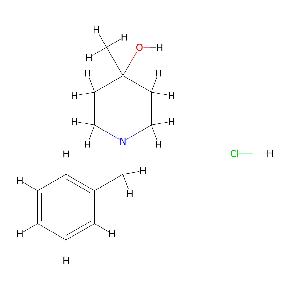 4-Methyl-1-benzyl-4-piperidinol HCl molecular structure, CAS 80676-63-7