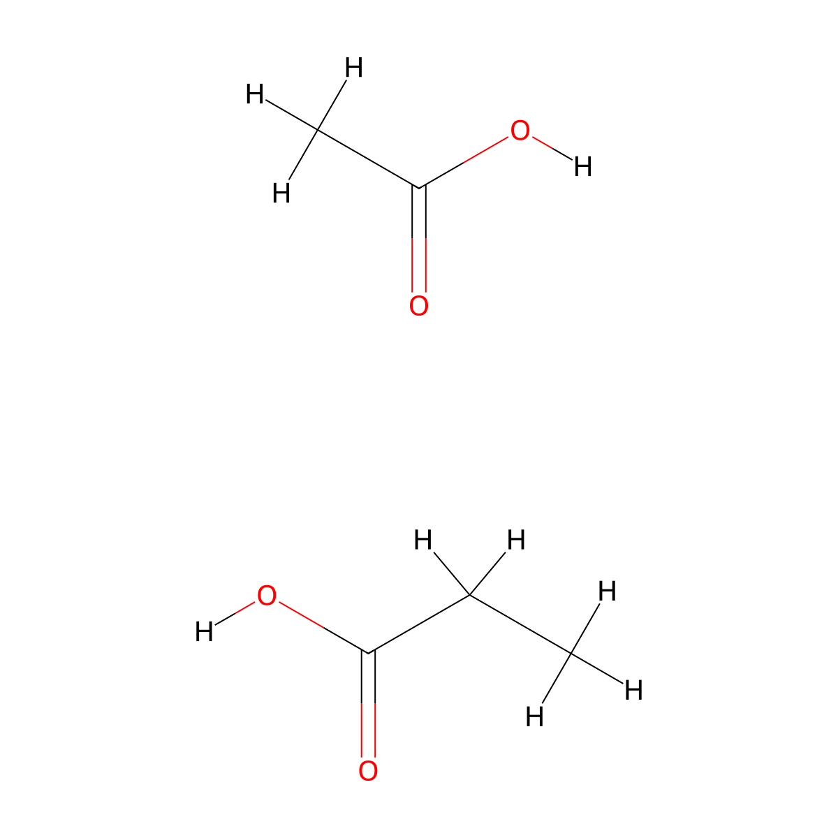 Acetic acid with propanoic acid molecular structure, CAS 8068-63-1