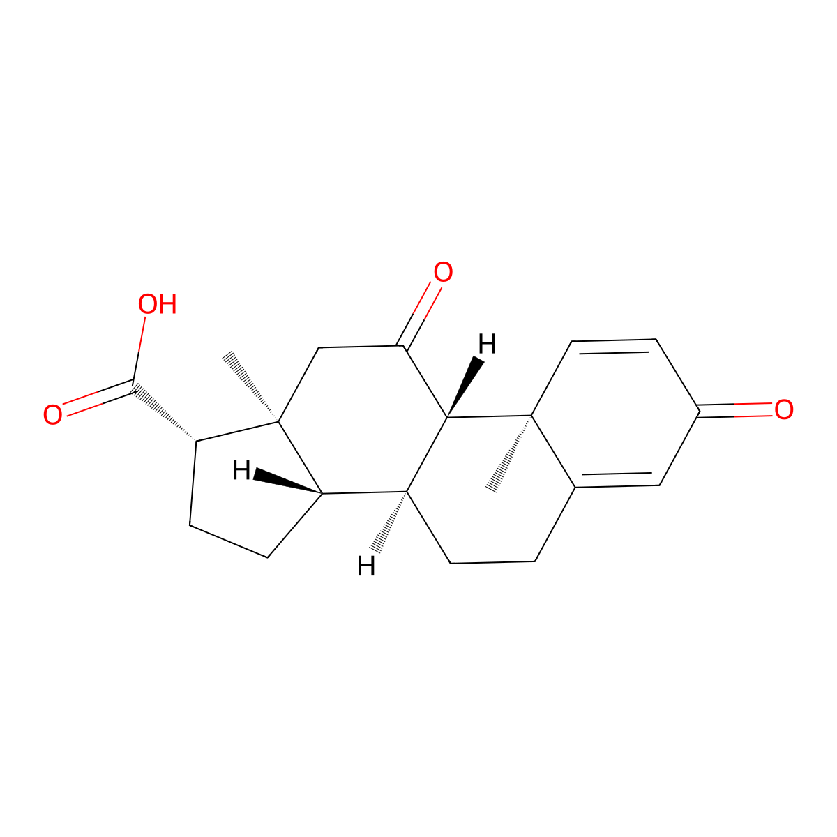 10,13-Dimethyl-3,11-dioxo-6,7,8,9,10,11,12,13,14,15,16,17-dodecahydro-3H-cyclopenta[a]phenanthrene-17-carboxylic acid molecular structure, CAS 80699-76-9