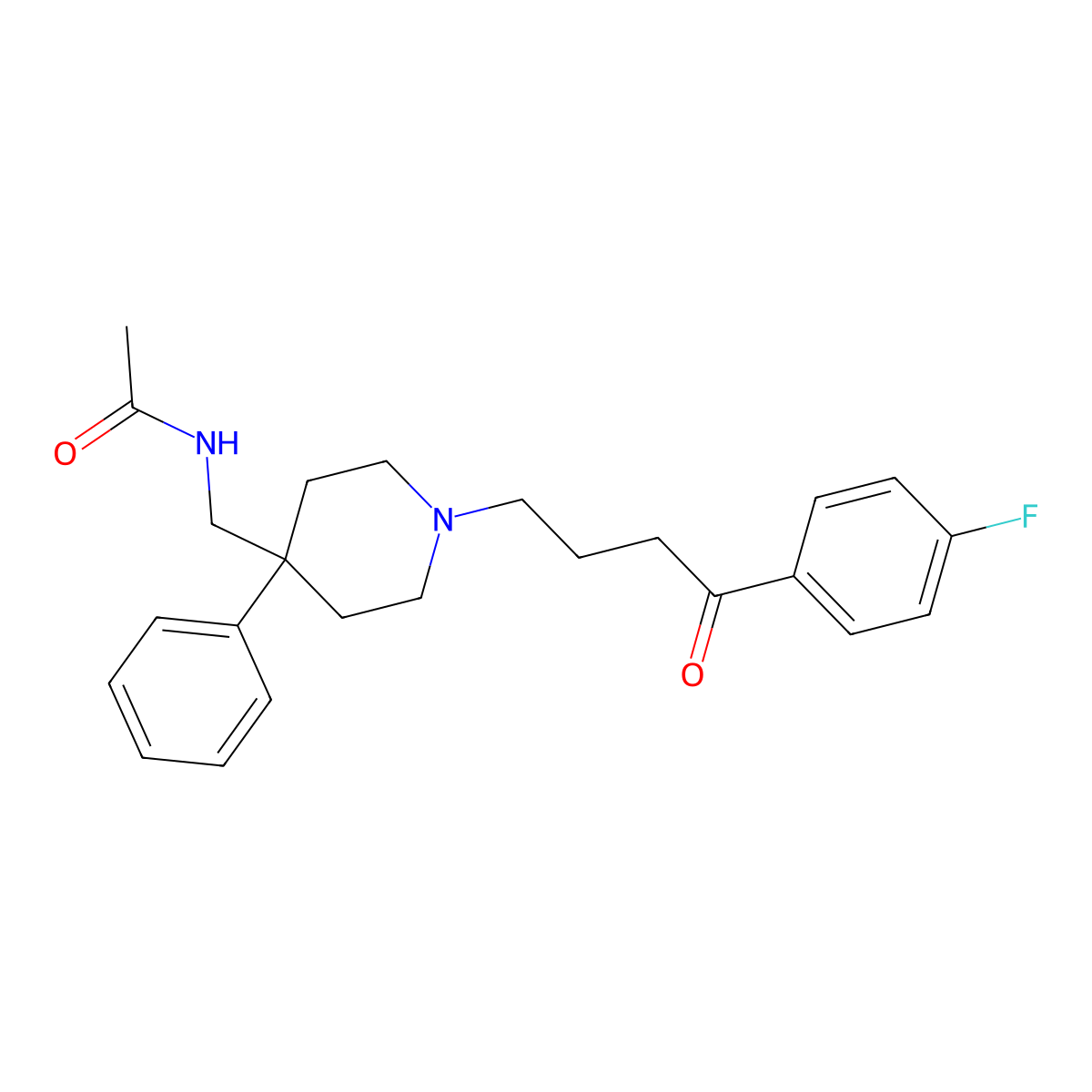 N-((1-(4-(4-Fluorophenyl)-4-oxobutyl)-4-phenyl-4-piperidinyl)methyl)acetamide molecular structure, CAS 807-31-8