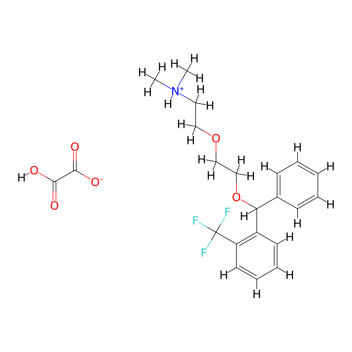 Ethylamine, N,N-dimethyl-2-(2-(alpha-(alpha,alpha,alpha-trifluoro-o-tolyl)benzyloxy)ethoxy)-, oxalate molecular structure, CAS 807-97-6