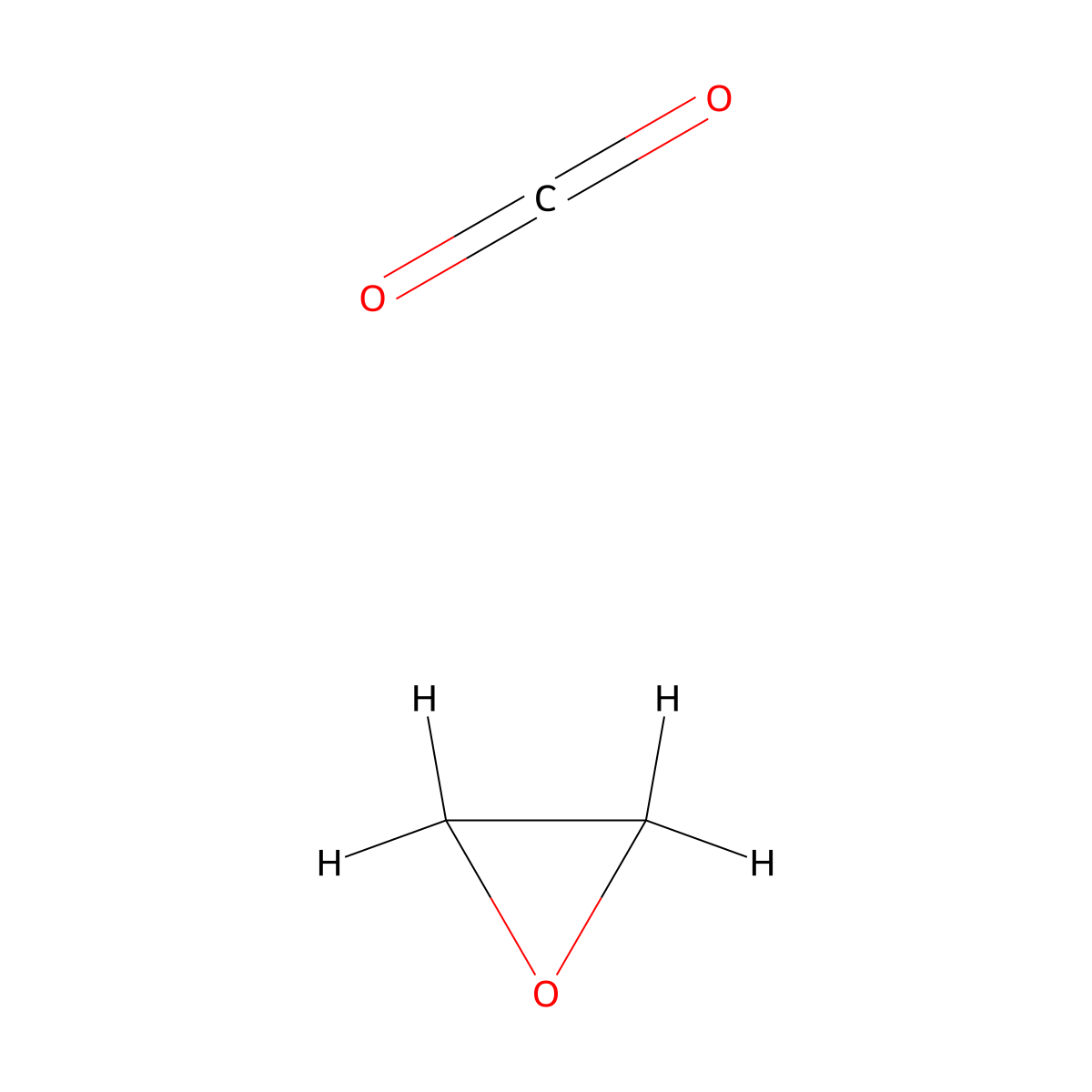 Ethylene oxide, mixed with carbon dioxide molecular structure, CAS 8070-50-6