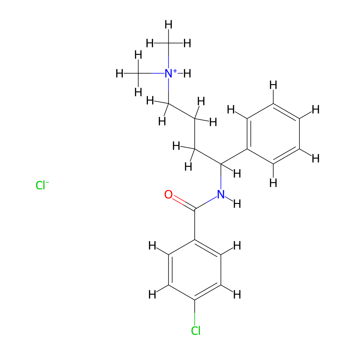 Benzamide, p-chloro-N-(alpha-(3-(dimethylamino)propyl)benzyl)-, hydrochloride molecular structure, CAS 80704-42-3