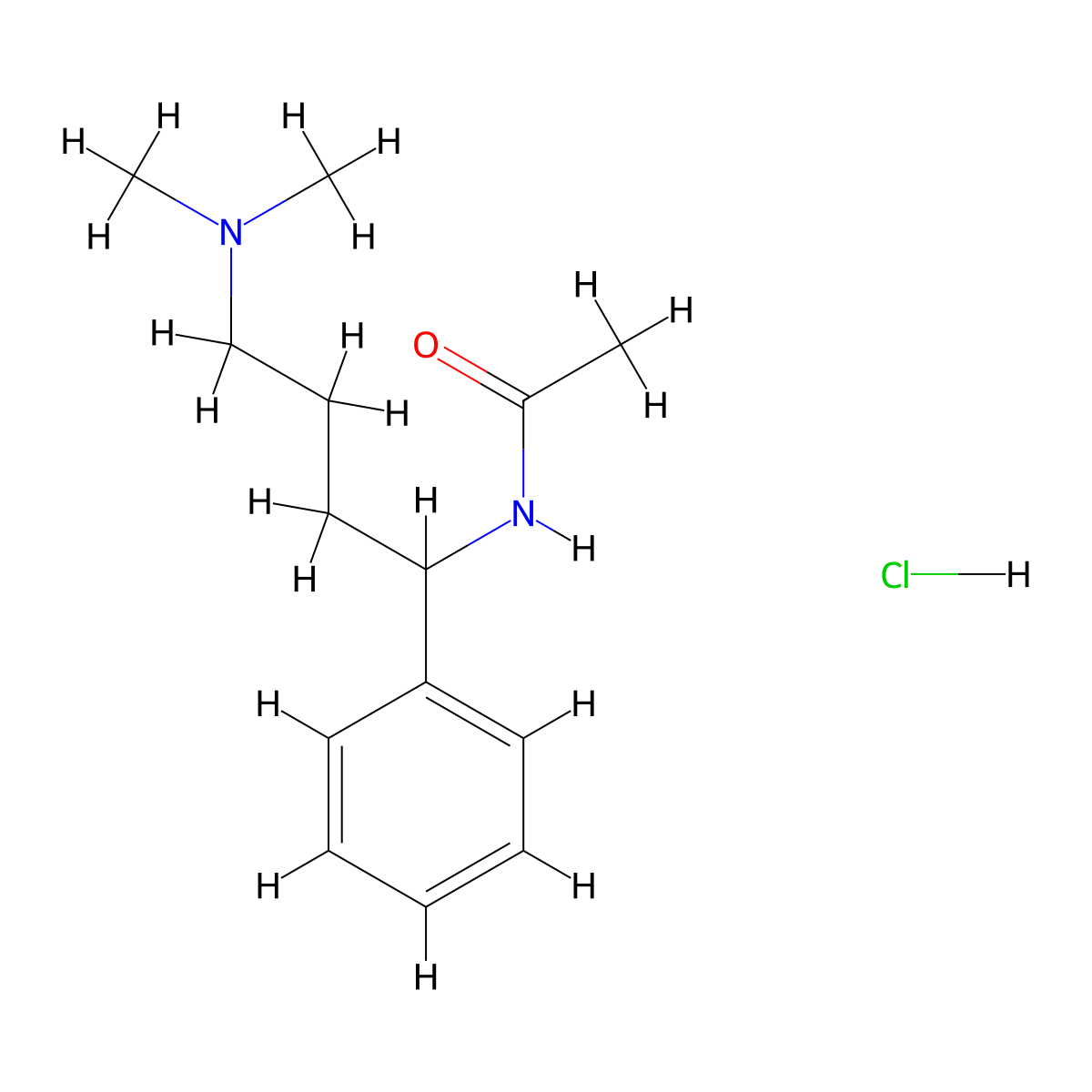 Acetamide, N-(alpha-(3-(dimethylamino)propyl)benzyl)-, hydrochloride molecular structure, CAS 80704-45-6