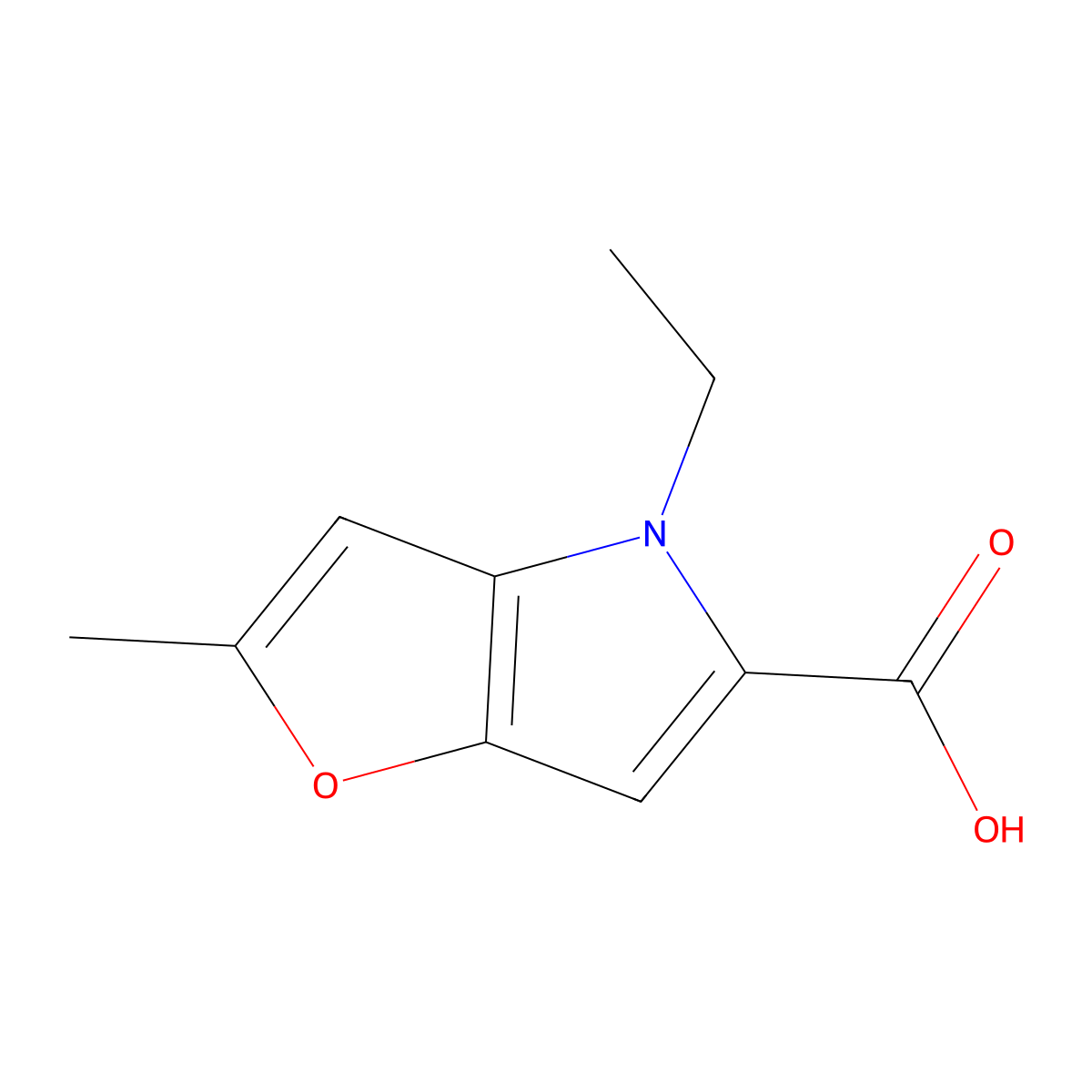 4-ethyl-2-methyl-4H-furo[3,2-b]pyrrole-5-carboxylic acid molecular structure, CAS 80709-81-5