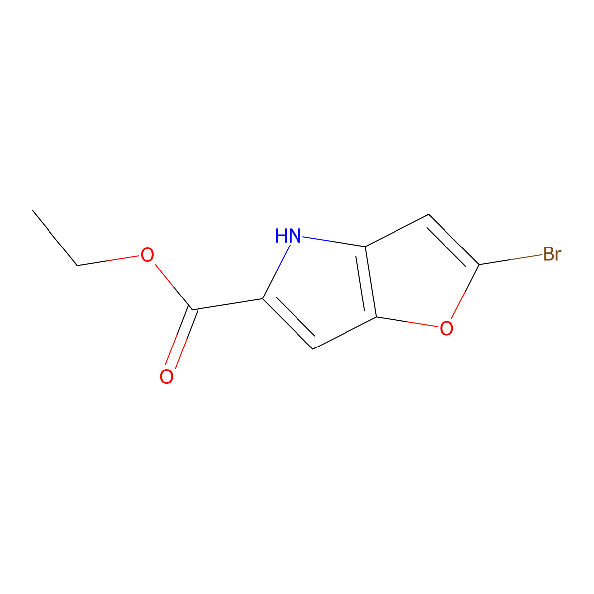 Ethyl 2-bromo-4H-furo[3,2-b]pyrrole-5-carboxylate molecular structure, CAS 80709-83-7