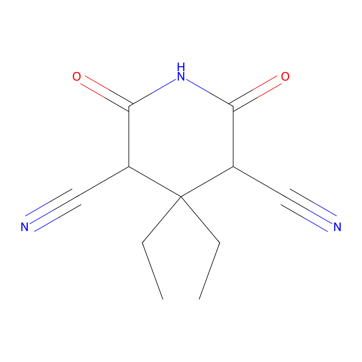 4,4-Diethyl-2,6-dioxopiperidine-3,5-dicarbonitrile molecular structure, CAS 80721-13-7