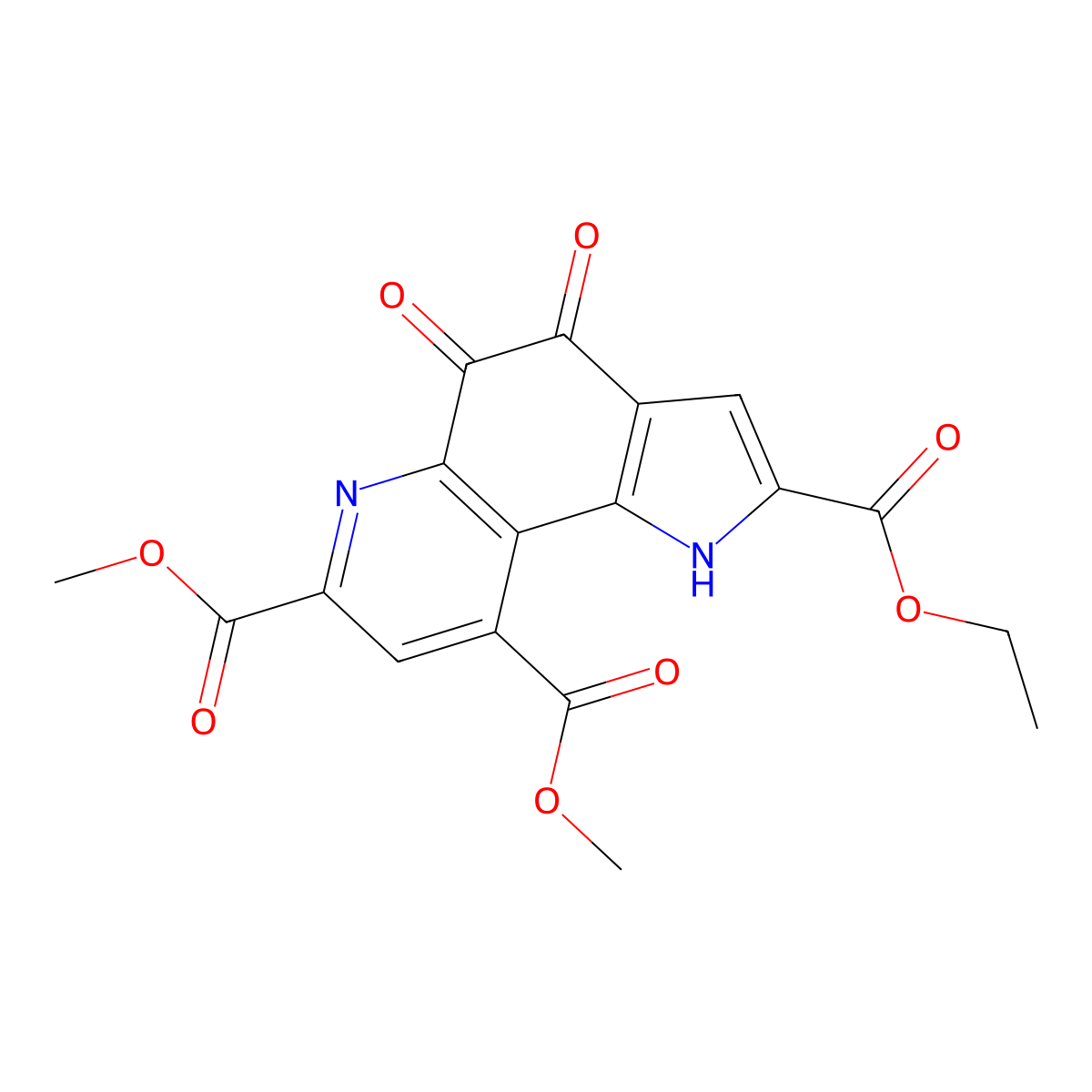 7,9-Dimethoxycarbonyl-2-ethoxycarbonyl-1H-pyrrolo-[2,3-F]quinoline-4,5-dione molecular structure, CAS 80721-47-7
