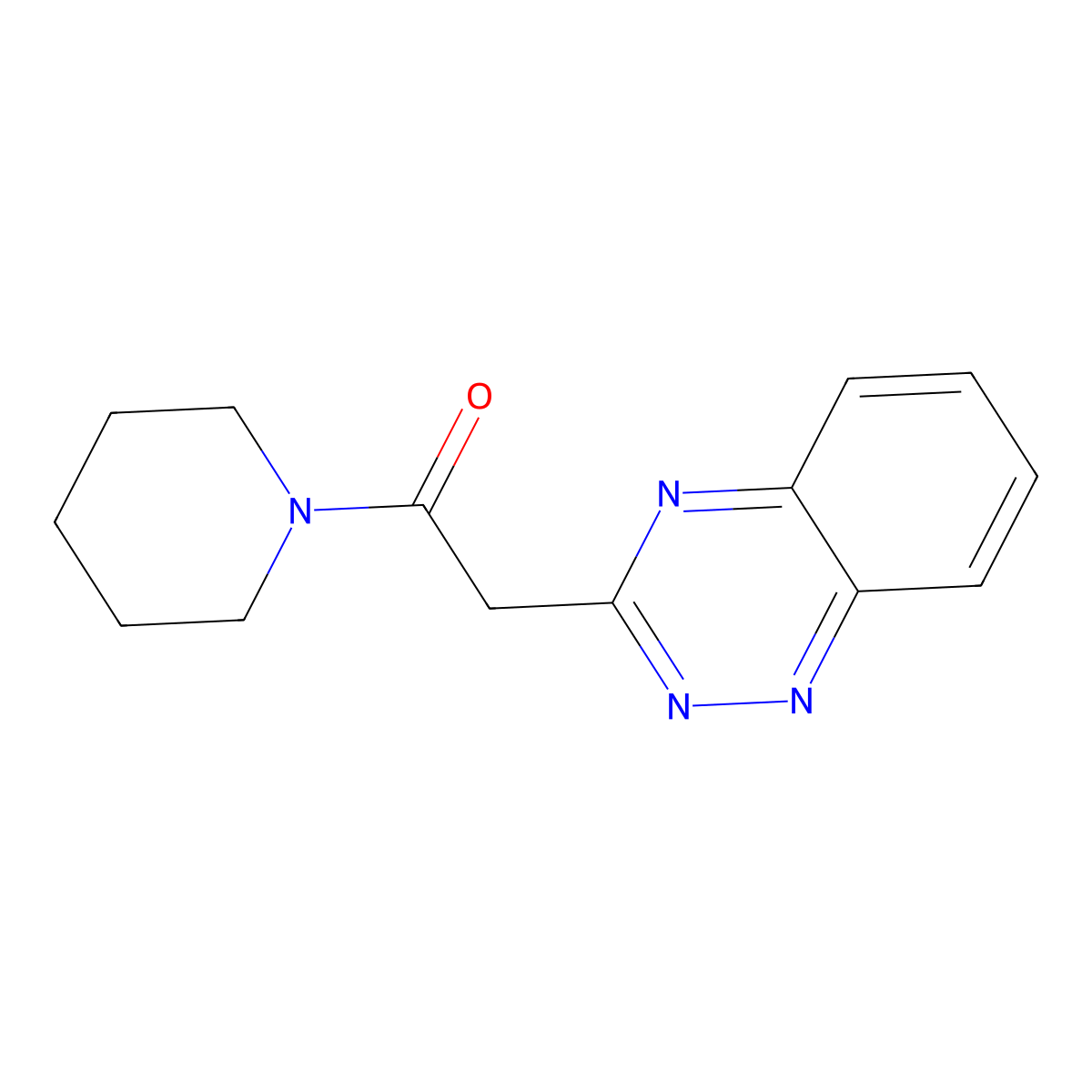 Piperidine, 1-(1,2,4-benzotriazin-3-ylacetyl)- molecular structure, CAS 80722-70-9
