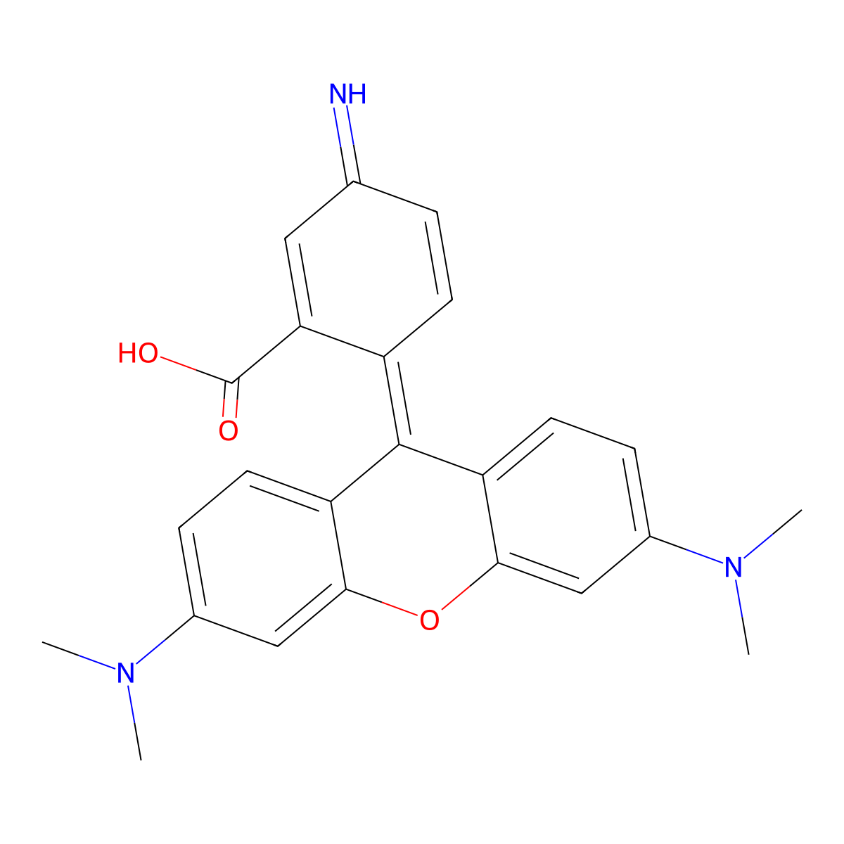 5-Amino-2-(3,6-bis(dimethylamino)xanthylium-9-yl)benzoate molecular structure, CAS 80724-17-0