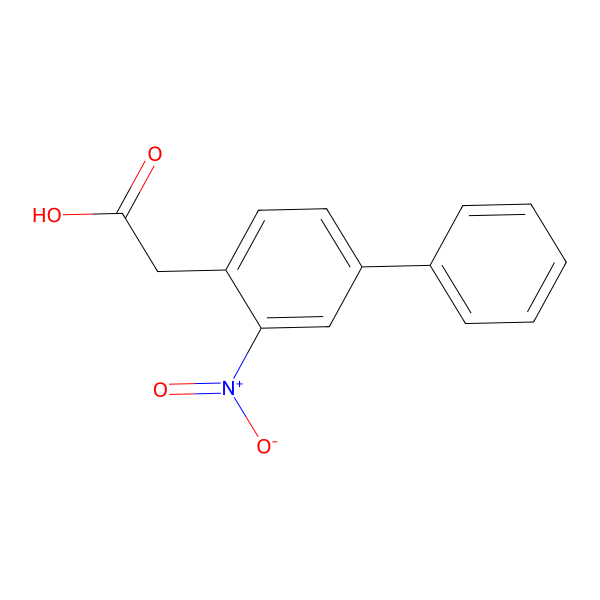 3-Nitro-biphenyl-4-acetic acid molecular structure, CAS 80726-56-3