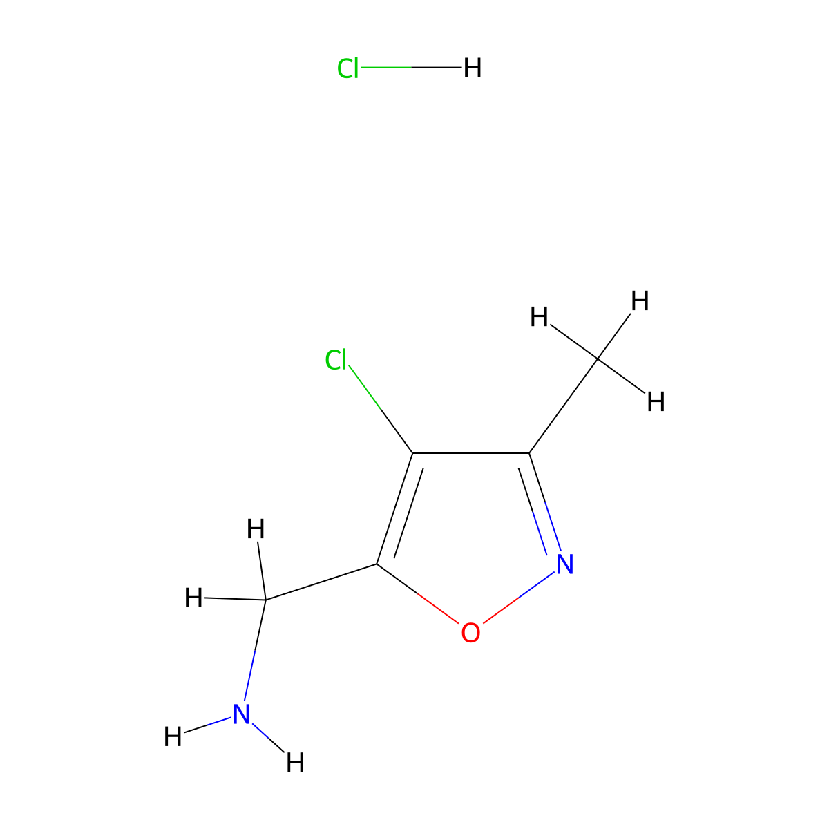 1-(4-Chloro-3-methyl-1,2-oxazol-5-yl)methanamine hydrochloride molecular structure, CAS 80728-26-3